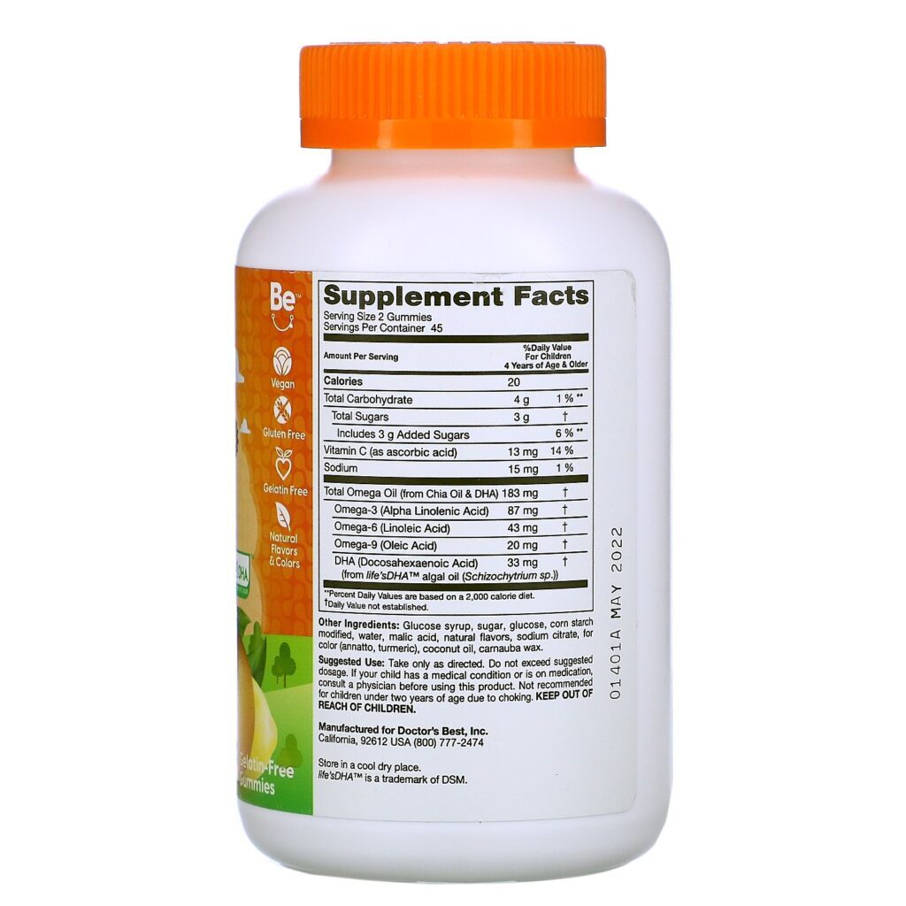 Doctor's Best, Omega + DHA Kids Gummies, Citrus , 90 Gelatin-Free Gummies - Imagem 2
