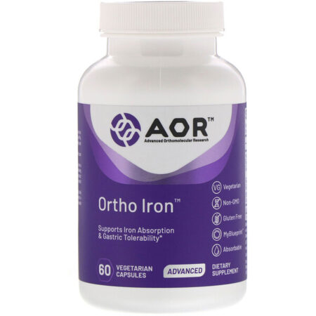 Advanced Orthomolecular Research AOR, Ferro Ortho, 60 Cápsulas Vegetarianas