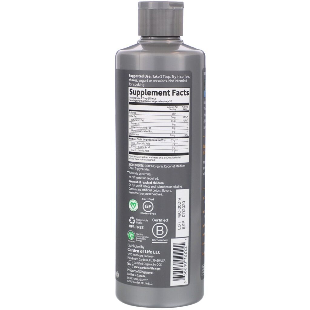 Garden of Life, Dr. Formulated para a Saúde Cerebral, Óleo de TCM de Coco 100% Orgânico, Sem Sabor, 473 ml (16 fl oz) - Imagem 2