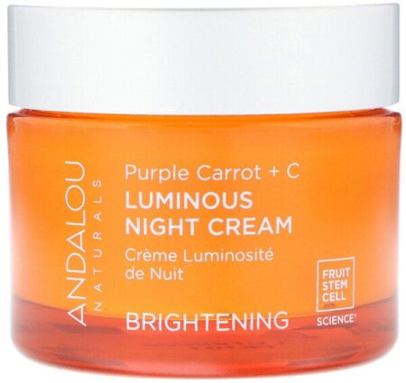 Andalou Naturals, Creme Noturno Luminoso, Cenoura Roxa + C, Clareador, 50 ml (1,7 fl oz)