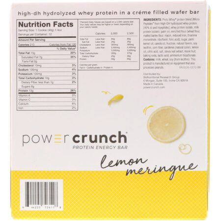 BNRG, Power Crunch Protein Energy Bar, Lemon Meringue, 12 Bars, 1.4 oz (40 g) Each - Image 3