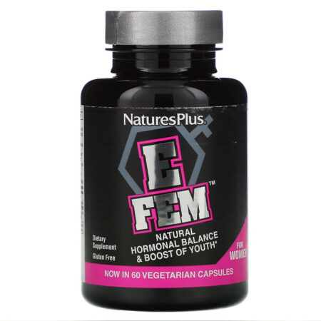 Nature's Plus, E Fem for Women, Natural Hormonal Balance & Boost of Youth, 60 Vegetarian Capsules