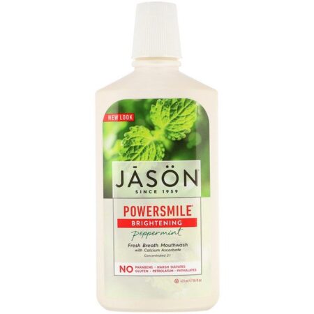 Jason Natural, Powersmile, Enxaguante Bucal Iluminador, Hortelã-Pimenta, 473 ml (16 fl oz)