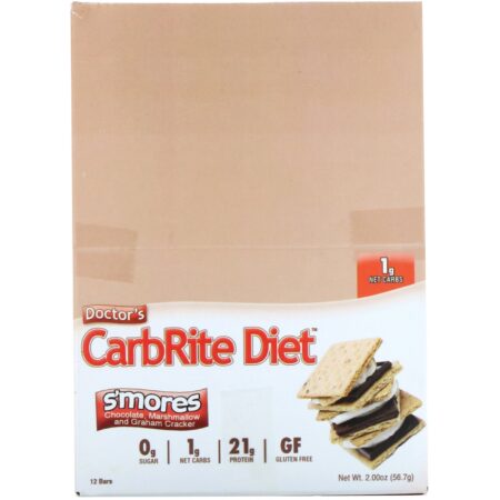 Universal Nutrition, Doctor's CarbRite Diet Bars, Smores, 12 Bars, 2.00 oz (56.7 g) Each - Image 2