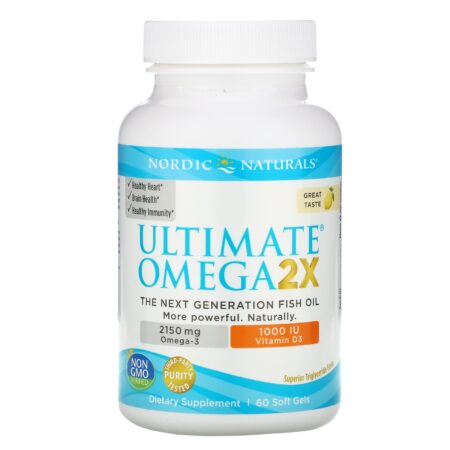 Nordic Naturals, Ultimate Omega 2X com Vitamina D3, Limão, 60 Cápsulas de Softgel - Image 3