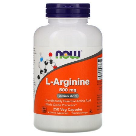 Now Foods, L-Arginina, 500 mg, 250 Cápsulas Vegetais