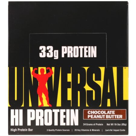 Universal Nutrition, HI Protein Bar, Chocolate Peanut Butter, 16 Bars, 3 oz (85 g) Each - Image 2