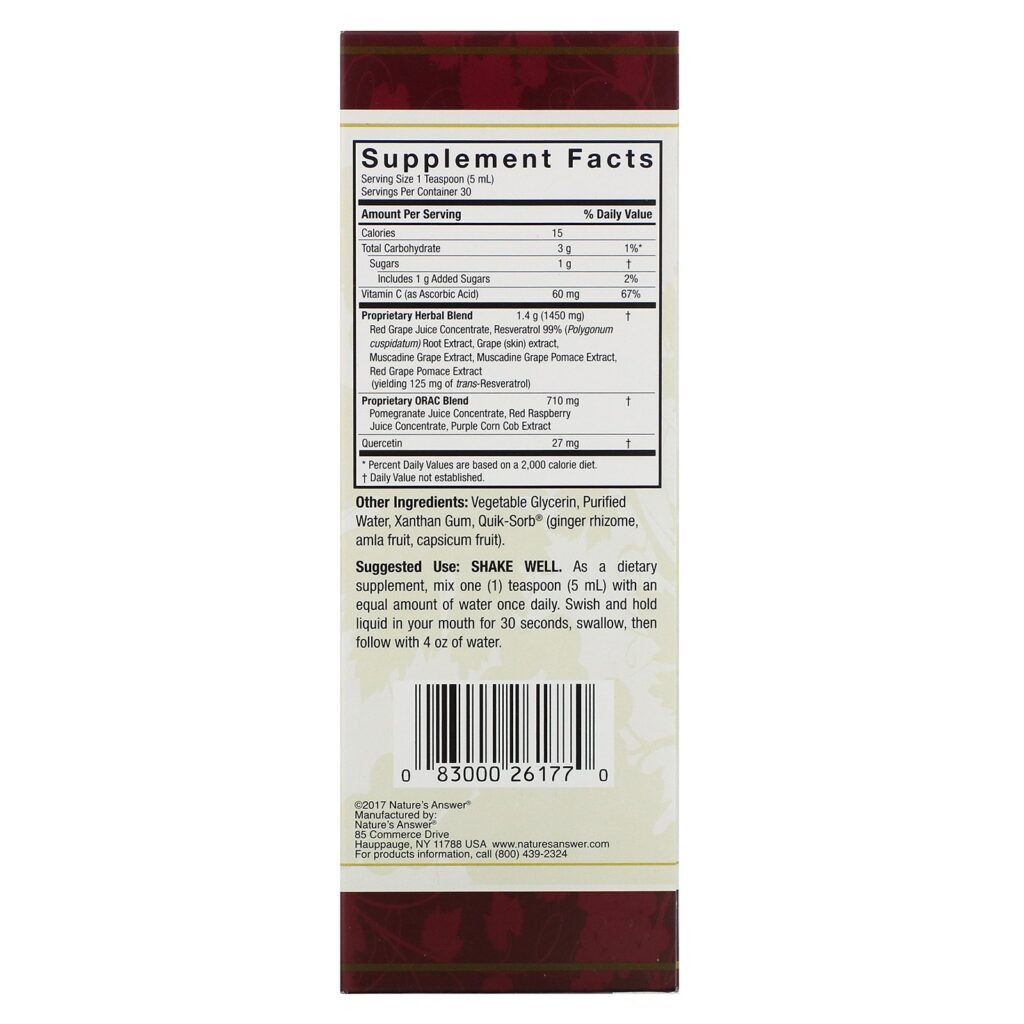Nature's Answer, Resveratrol Reserve, 5 fl oz (150 ml) - Imagem 2