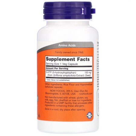 Now Foods, 5-HTP, 100 mg, 60 Cápsulas Vegetais - Imagem 2