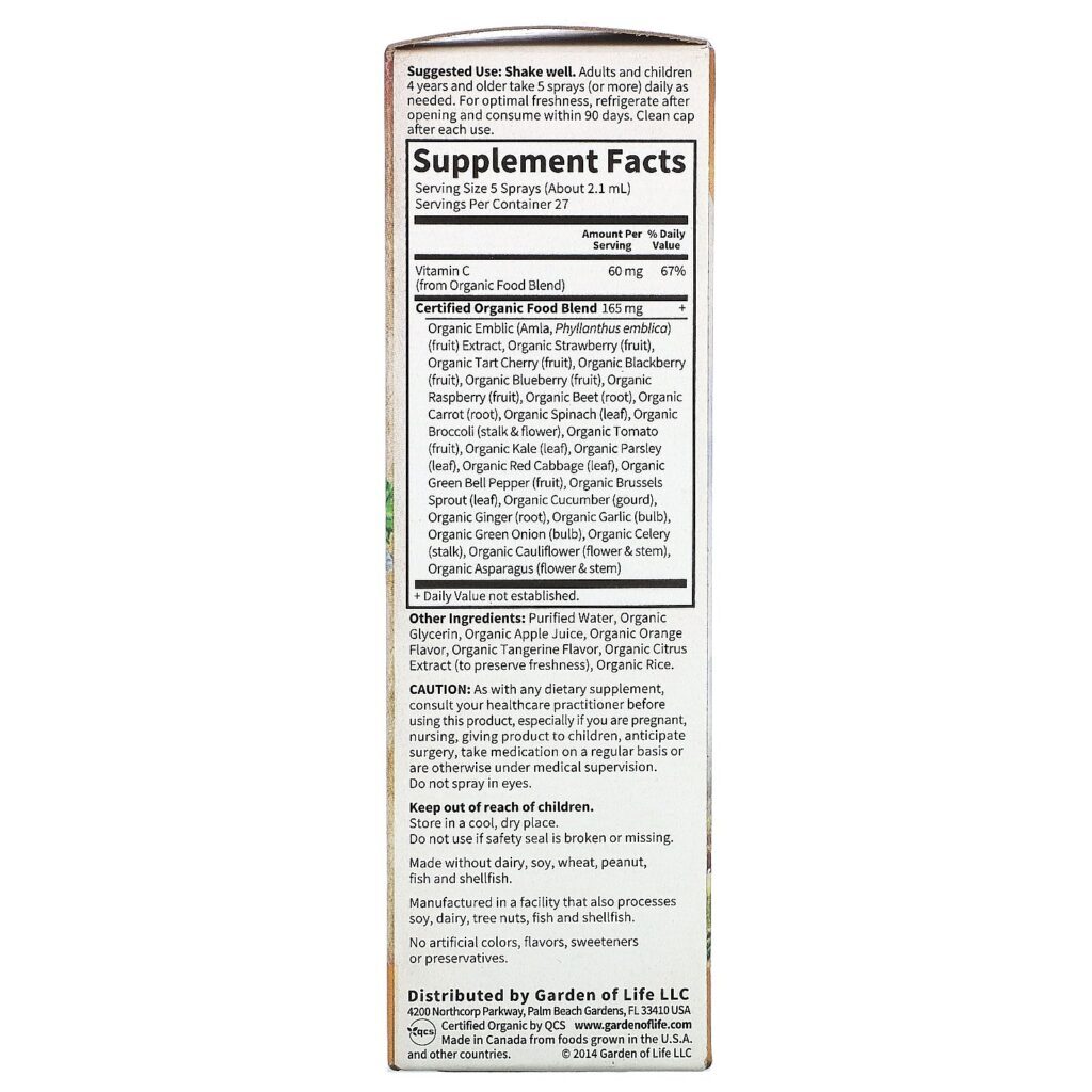 Garden of Life, MyKind Organics, Vitamin C Organic Spray, Orange-Tangerine, 2 fl oz (58 ml) - Imagem 2