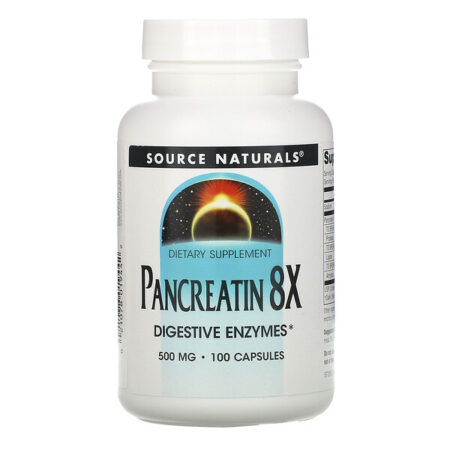 Source Naturals, Pancreatina 8X, 500 mg, 100 Cápsulas