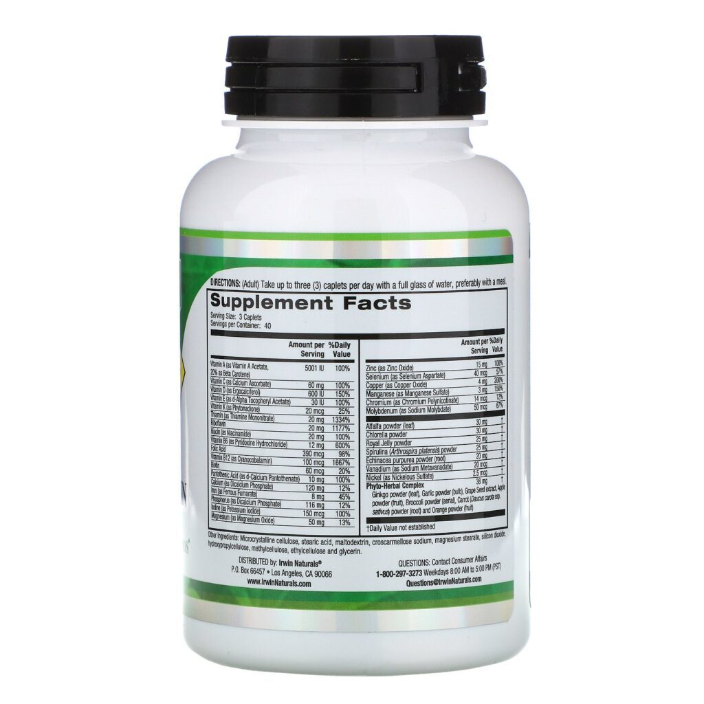 Irwin Naturals, Dr. Linus Pauling, Super Multi Vitamin with Herbs & Energizers, 120 Caplets - Imagem 2