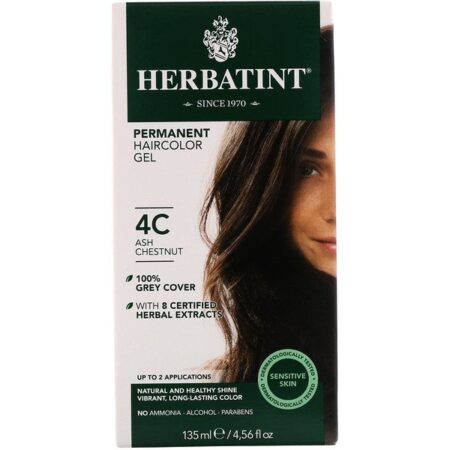 Herbatint, Permanent Herbal Haircolor Gel, 4C, Ash Chestnut, 4,56 fl oz (135 ml)