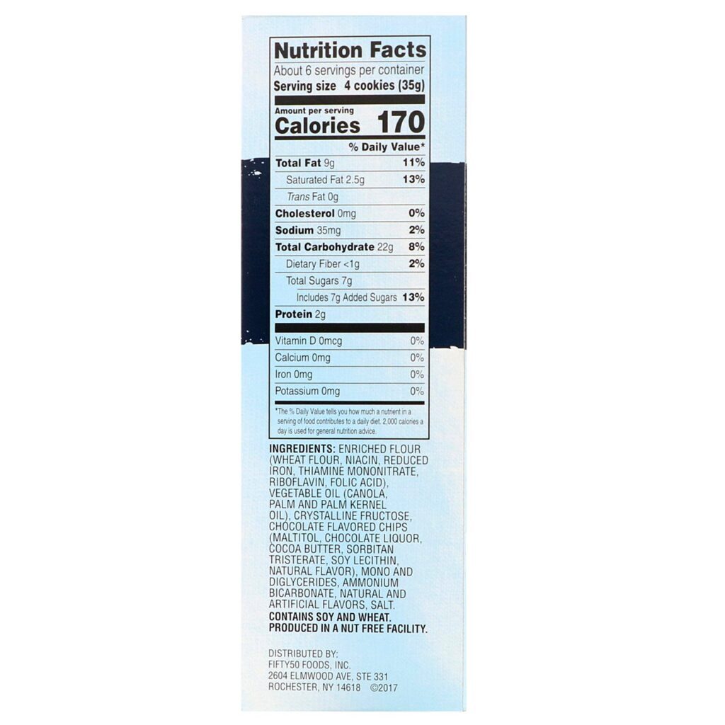 Fifty 50, Low Glycemic Chocolate Chip Cookies, 7 oz (198 g) - Imagem 2