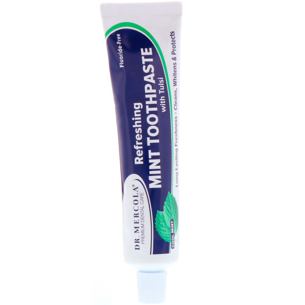 Dr. Mercola, Refreshing Mint Toothpaste with Tulsi, Fluoride-Free, Cool Mint, 3 oz (85 g) - Imagem 3