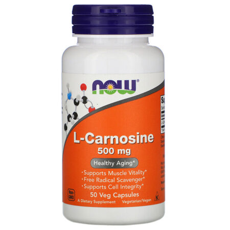 Now Foods, L-Carnosina, 500 mg, 50 Cápsulas Vegetais