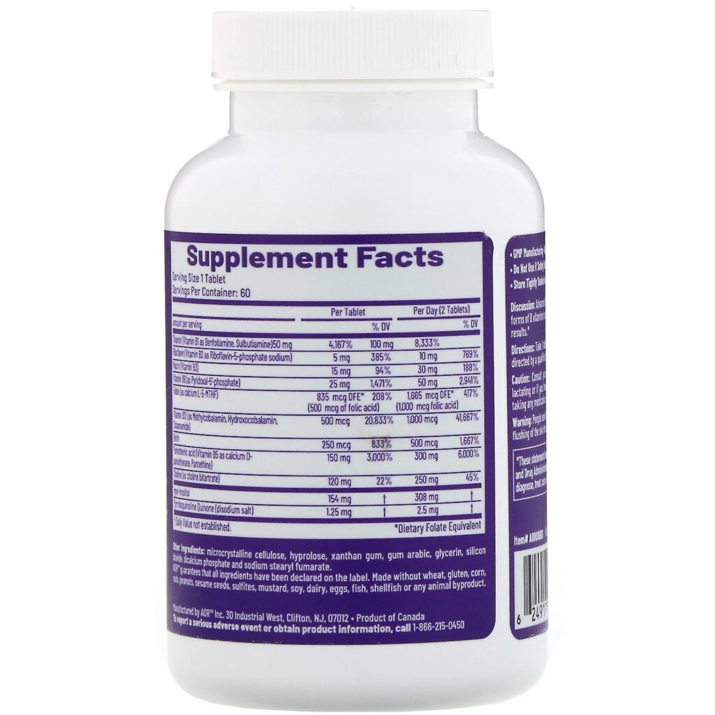 Advanced Orthomolecular Research AOR, Advanced B Complex Ultra, 60 Comprimidos de Liberação Programada - Imagem 2