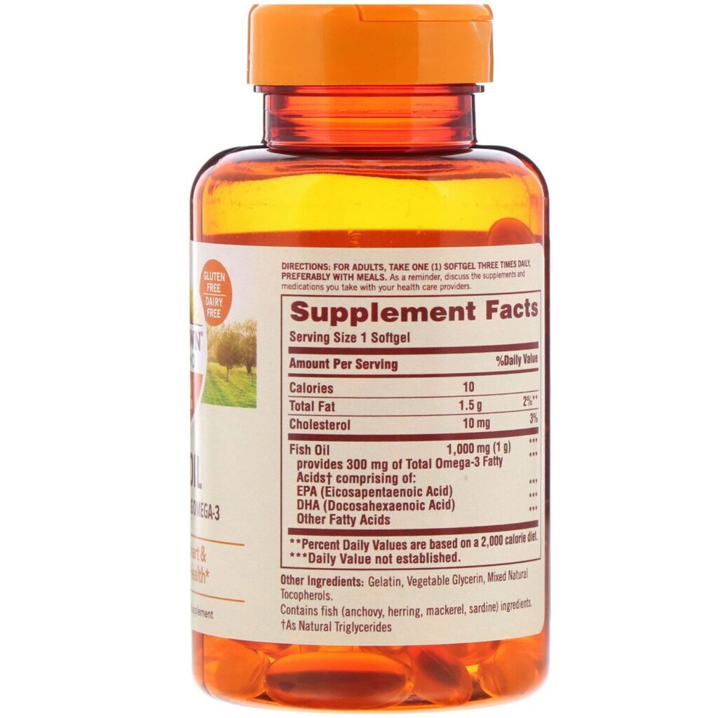 Sundown Naturals, Fish Oil, 1000 mg, 72 Softgels - Imagem 2