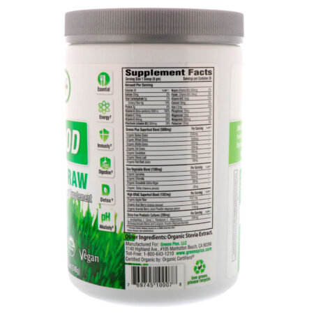 Greens Plus, Superalimento Orgânico, Cru, 240 g - Image 2