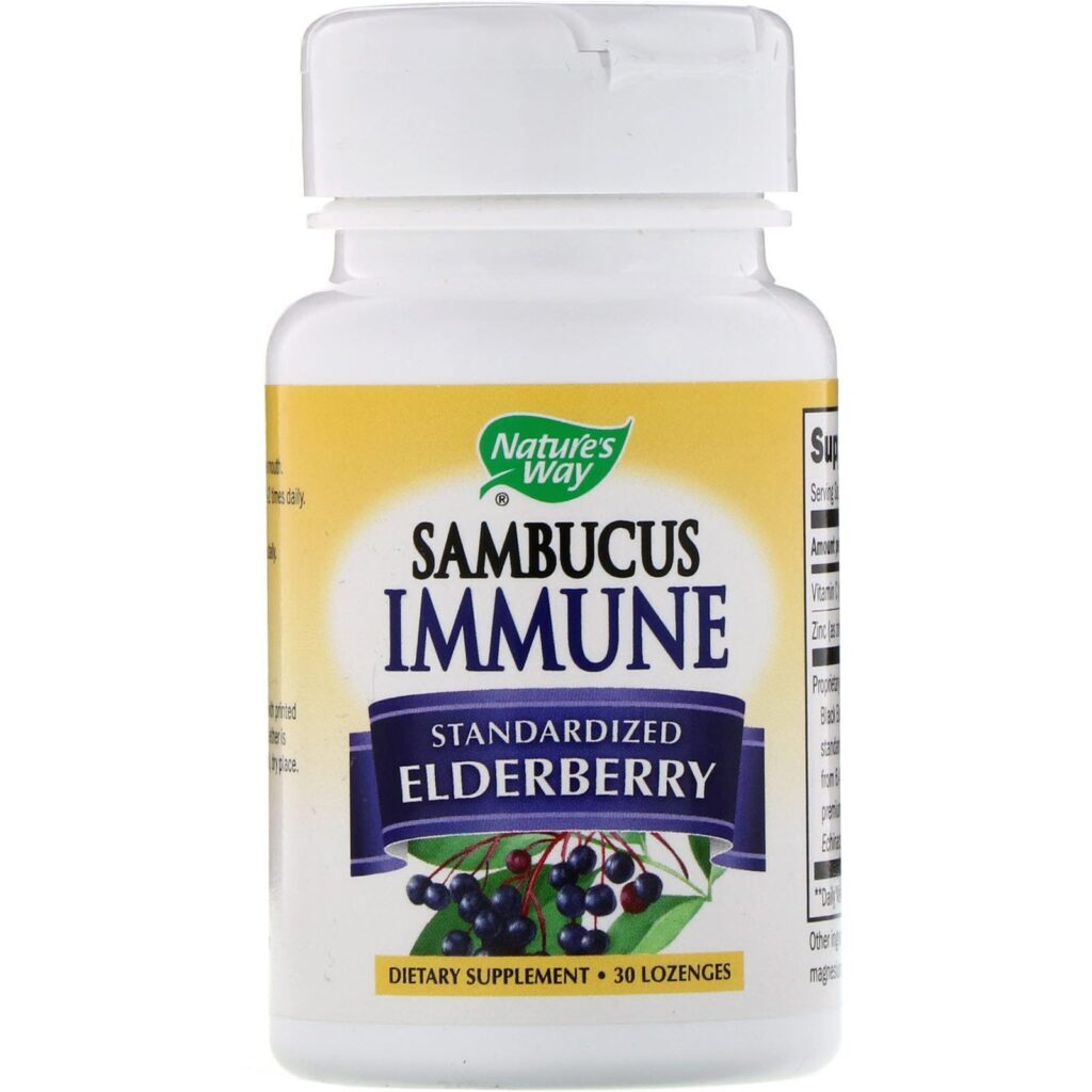 Nature's Way, Sambucus Immune, Sabugueiro, Padronizado, 30 Pastilhas - Imagem 3