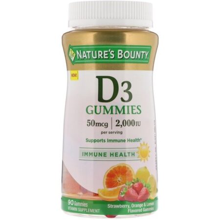 Nature's Bounty, Vitamin D3 Gummies, Strawberry, Orange & Lemon Flavored, 50 mcg, (2,000 IU), 90 Gummies