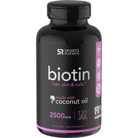 Sports Research, Biotin with Coconut Oil, 2,500 mcg, 120 Veggie Softgels