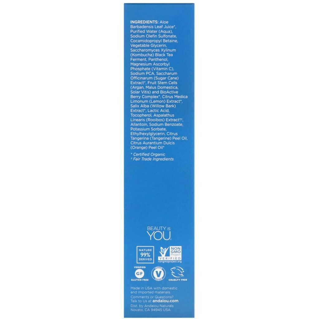 Andalou Naturals, Cleansing Gel, Citrus Kombucha, Pele Clara, 178 ml (6 fl oz) - Imagem 2