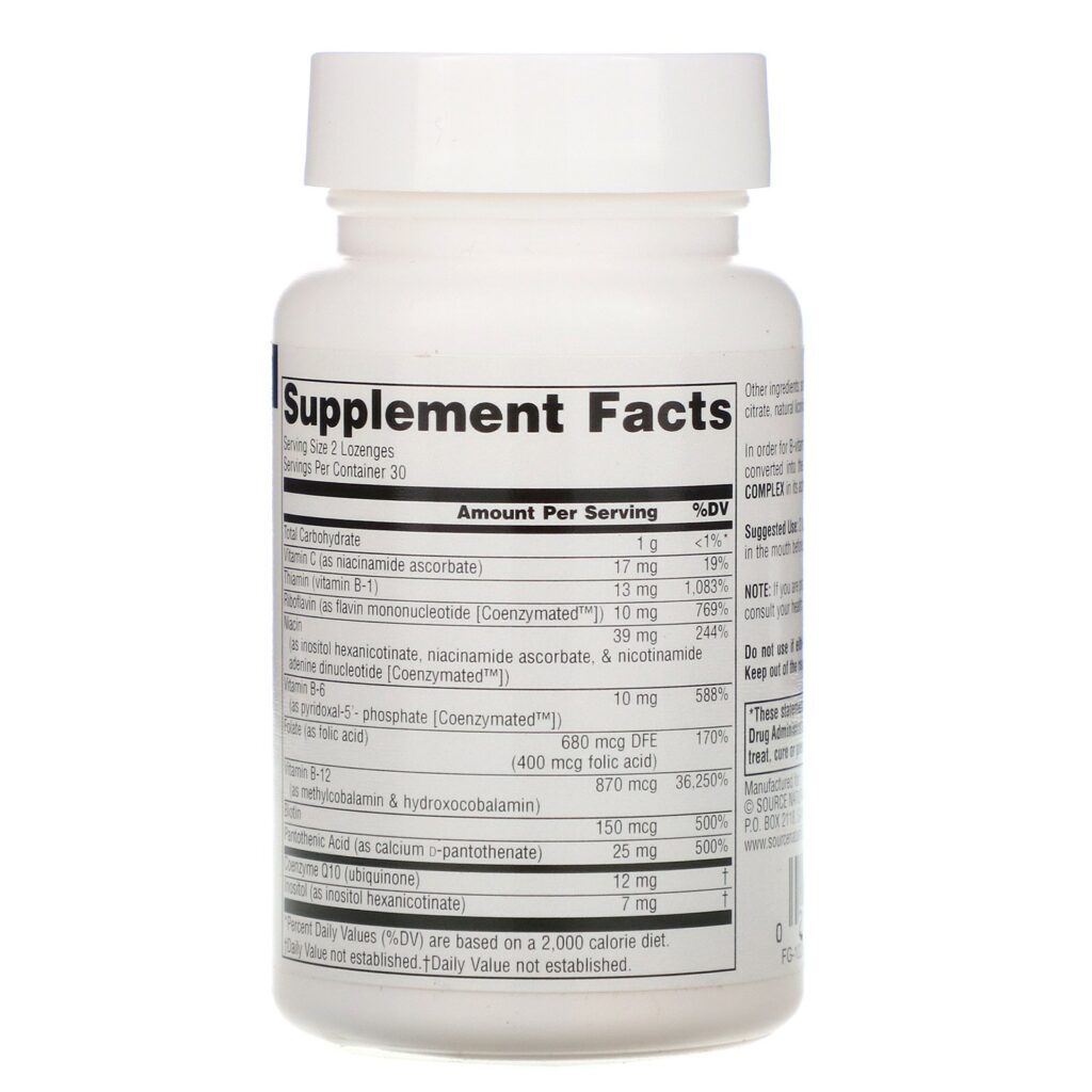 Source Naturals, Coenzymate B Complex, Peppermint Flavored, 60 Lozenges - Imagem 3