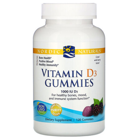 Nordic Naturals, Vitamina D3 Balas de Goma, Wild Berry, 1000 UI, 120 Balas de Goma