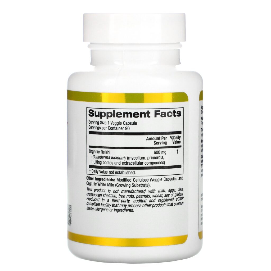 California Gold Nutrition, Reishi (Ganoderma Lucidum), Espectro Completo, Orgânico Certificado, Suporte Celular, 90 Plantcaps - Imagem 2