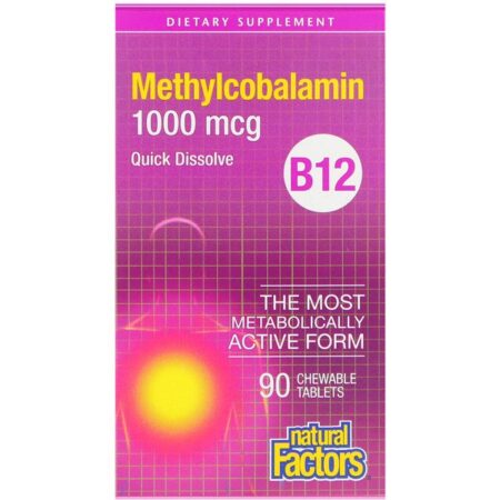 Natural Factors, B12, Methylcobalamin, 1,000 mcg, 90 Chewable Tablets