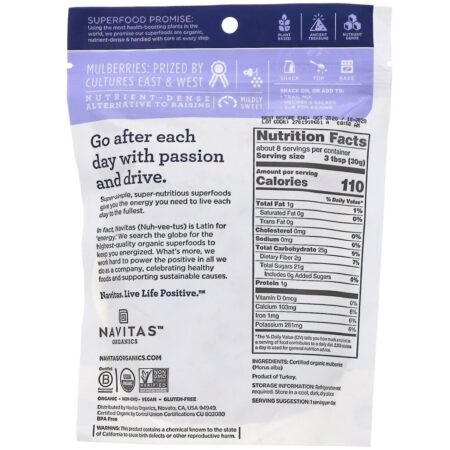 Navitas Organics, Bagas de Amora Orgânica, 227 g (8 oz) - Imagem 2