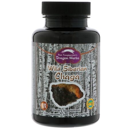 Dragon Herbs, Chaga Siberiano Silvestre, 500 mg, 100 Cápsulas