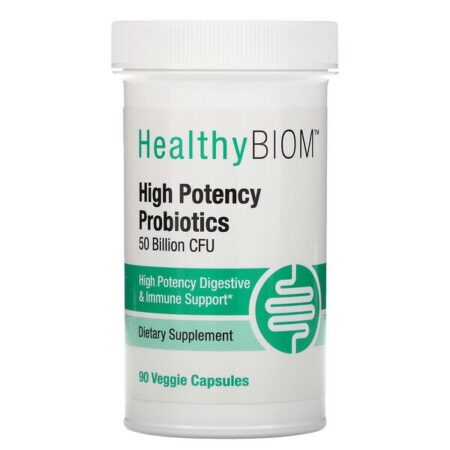 HealthyBiom, Probióticos de Alta Potência, 50 Bilhões de UFCs, 90 Cápsulas Vegetais