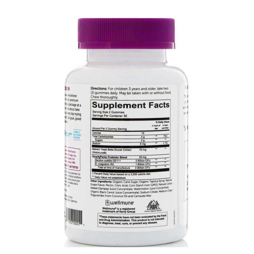 SmartyPants, Kids Probiotic Complete, Grape, 4 Billion CFU, 60 Gummies - Imagem 2