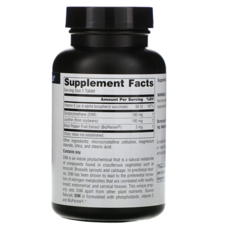 Source Naturals, DIM, (Diindolilmetano), 100 mg, 120 Comprimidos - Imagem 2