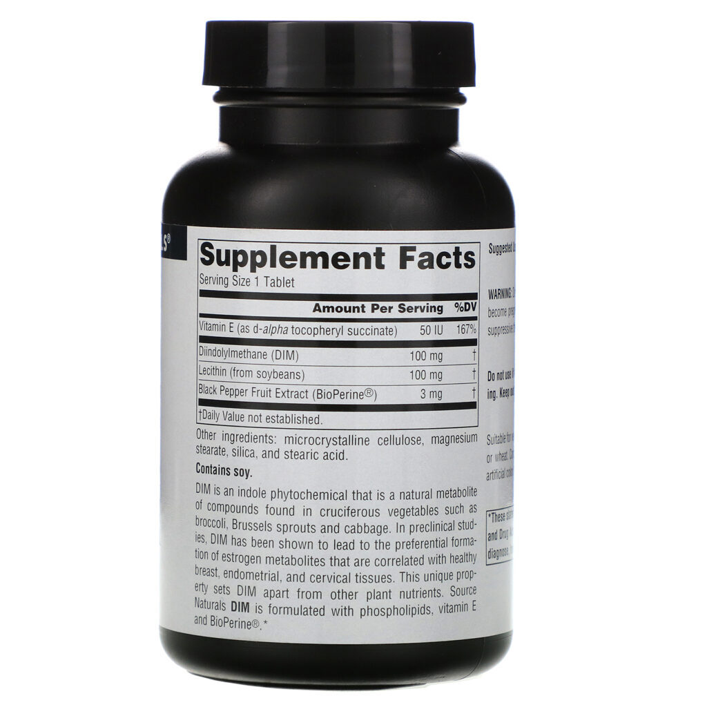Source Naturals, DIM, (Diindolilmetano), 100 mg, 120 Comprimidos - Imagem 2