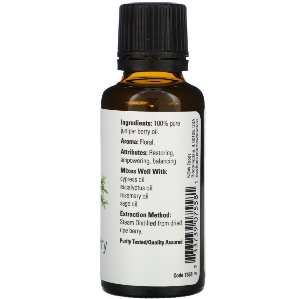 Now Foods, Essential Oils, Baga de zimbro, 1 fl oz (30 ml) - Imagem 2