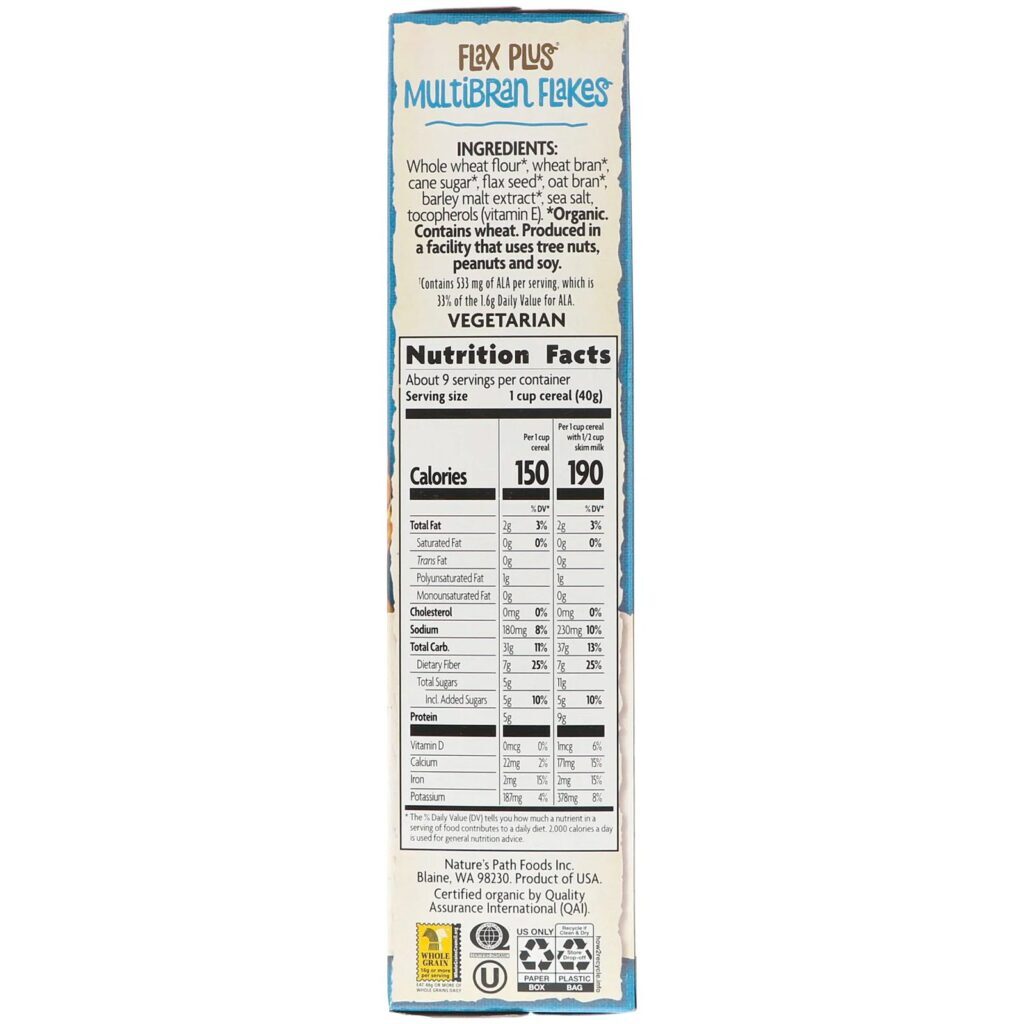 Nature's Path, Orgânico, Flocos de Cereal de Linho Plus Multibran, 13,25 oz (375 g) - Imagem 2