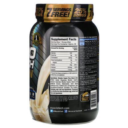 Muscletech, Performance Series, Nitro Tech Casein Gold, Creamy Vanilla, 2.5 lbs (1.13 kg) - Image 2