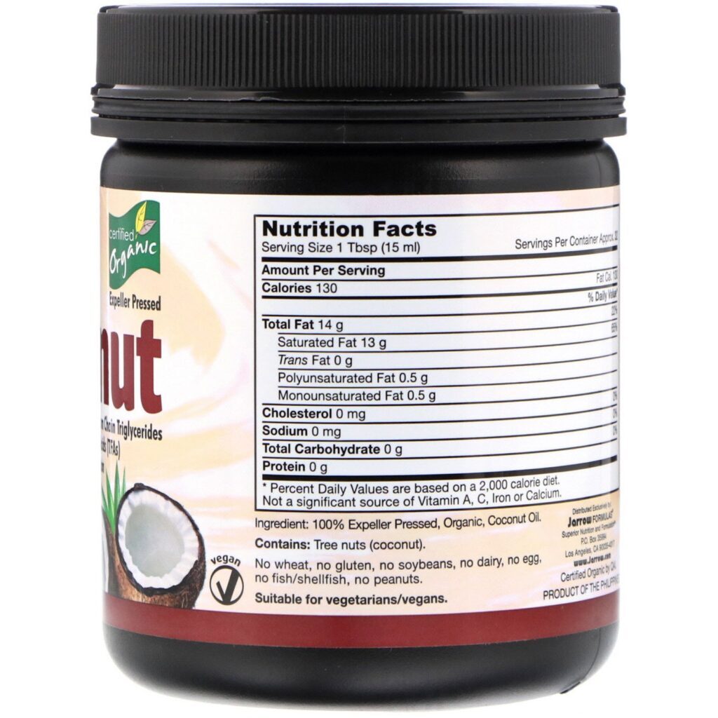 Jarrow Formulas, Óleo de Coco Orgânico, Prensado a Frio, 473 ml (16 fl oz) - Imagem 2
