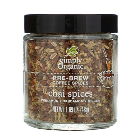 Simply Organic, Especiarias Pré-Preparo para Café, Especiarias Chai, 1,69 oz (48 g)