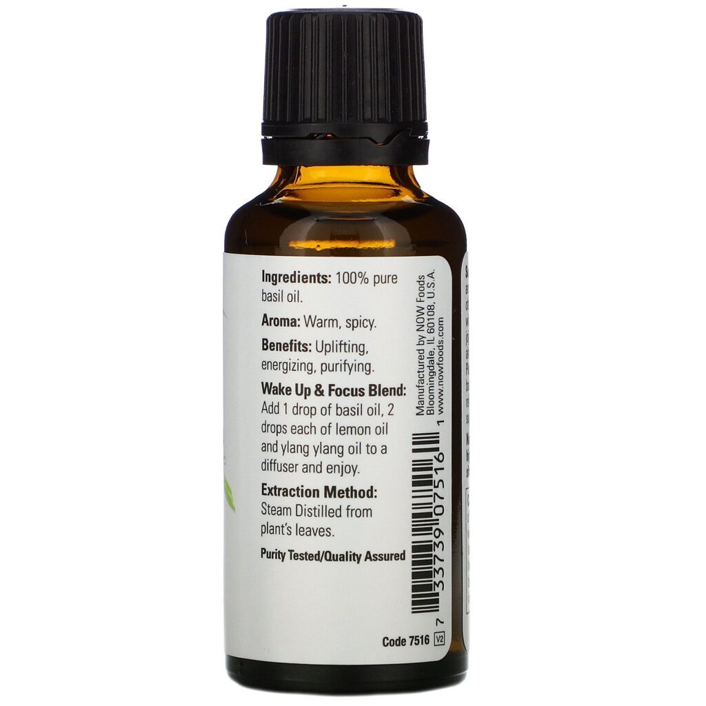 Now Foods, Essential Oils, Manjericão, 1 fl oz (30 ml) - Imagem 2