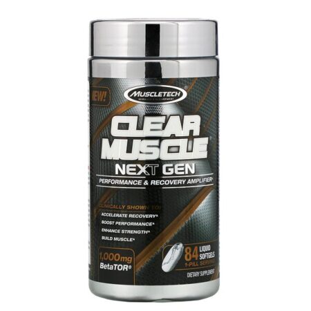 Muscletech, Clear Muscle Next Gen, Intensificador de Desempenho e Recuperação, 1000 mg, 84 Cápsulas Gelatinosas Líquidas