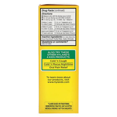 Hyland's, 4 Kids, Cold 'n Mucus, de 2 a 12 Anos, 118 ml (4 fl oz) - Image 2