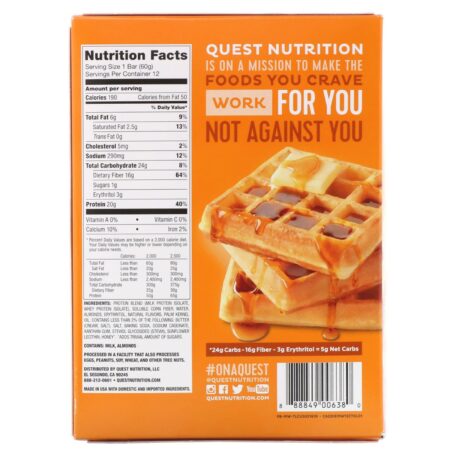 Quest Nutrition, Barra de Proteínas, Waffle de Bordo, 12 Barras, 60 g (2,12 oz) Cada - Image 3