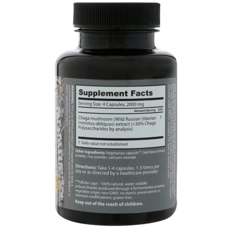 Dragon Herbs, Chaga Siberiano Silvestre, 500 mg, 100 Cápsulas - Image 2