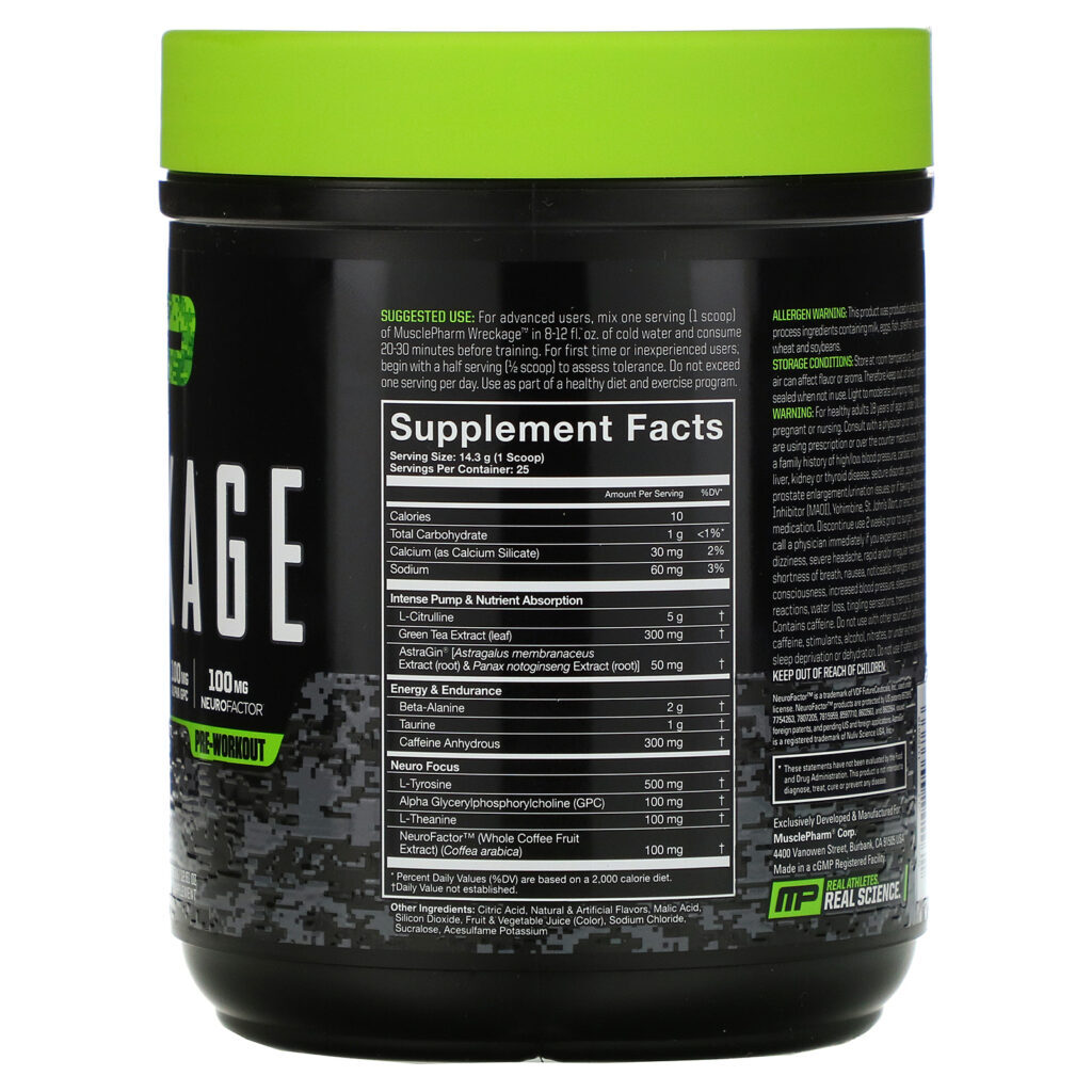 MusclePharm, Wreckage, Pré-Treino, Ponche de Frutas, 357,5 g (12,61 oz) - Imagem 2