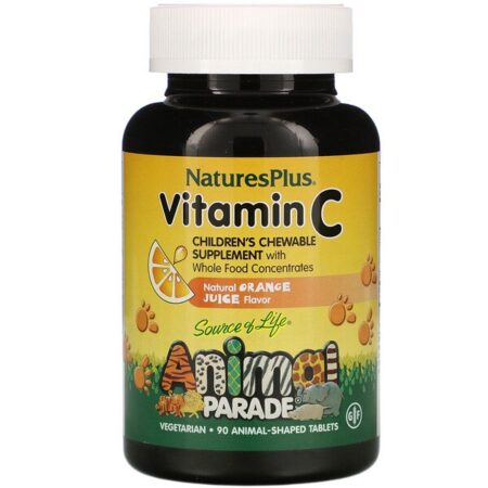 Nature's Plus, Source of Life, Animal Parade, Vitamin C, Natural Orange Juice Flavor, 90 Animal-Shaped Tablets