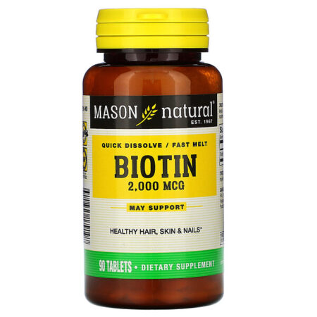 Mason Natural, Biotin, Quick Dissolve / Fast Melt, 2,000 mcg, 90 Tablets